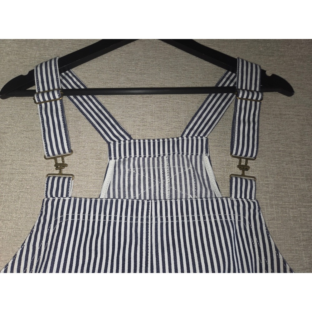 NWT Imily Bela Striped Overall Mini Dress Blue White Pinafore Pocket Size L - Picture 3 of 7